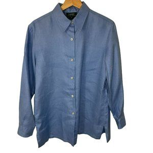 Lauren Ralph Lauren 100% Linen Textured Long Sleeve Shirt Midweight Blue M